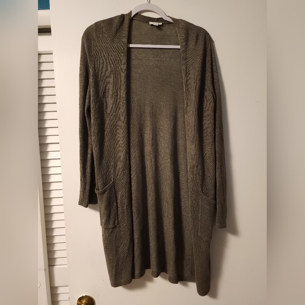 J.jill knitted long sleeve green cardigan